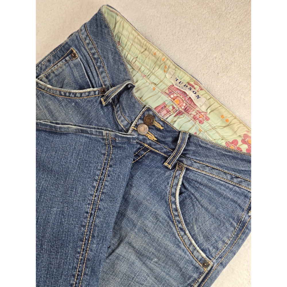 Vtg Floral Lining Hudson Jeans Womens 29 Medium Wash Bootcut Low Rise Denim USA